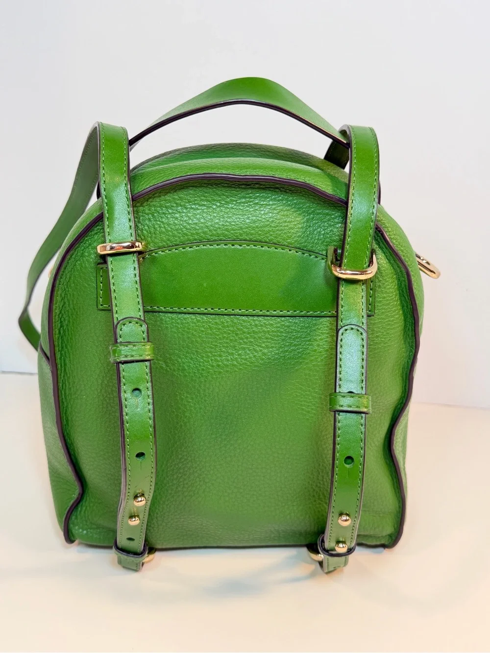 Michael Kors Jessa Small Pebbled Leather Convertible Green Backpack *Nice
